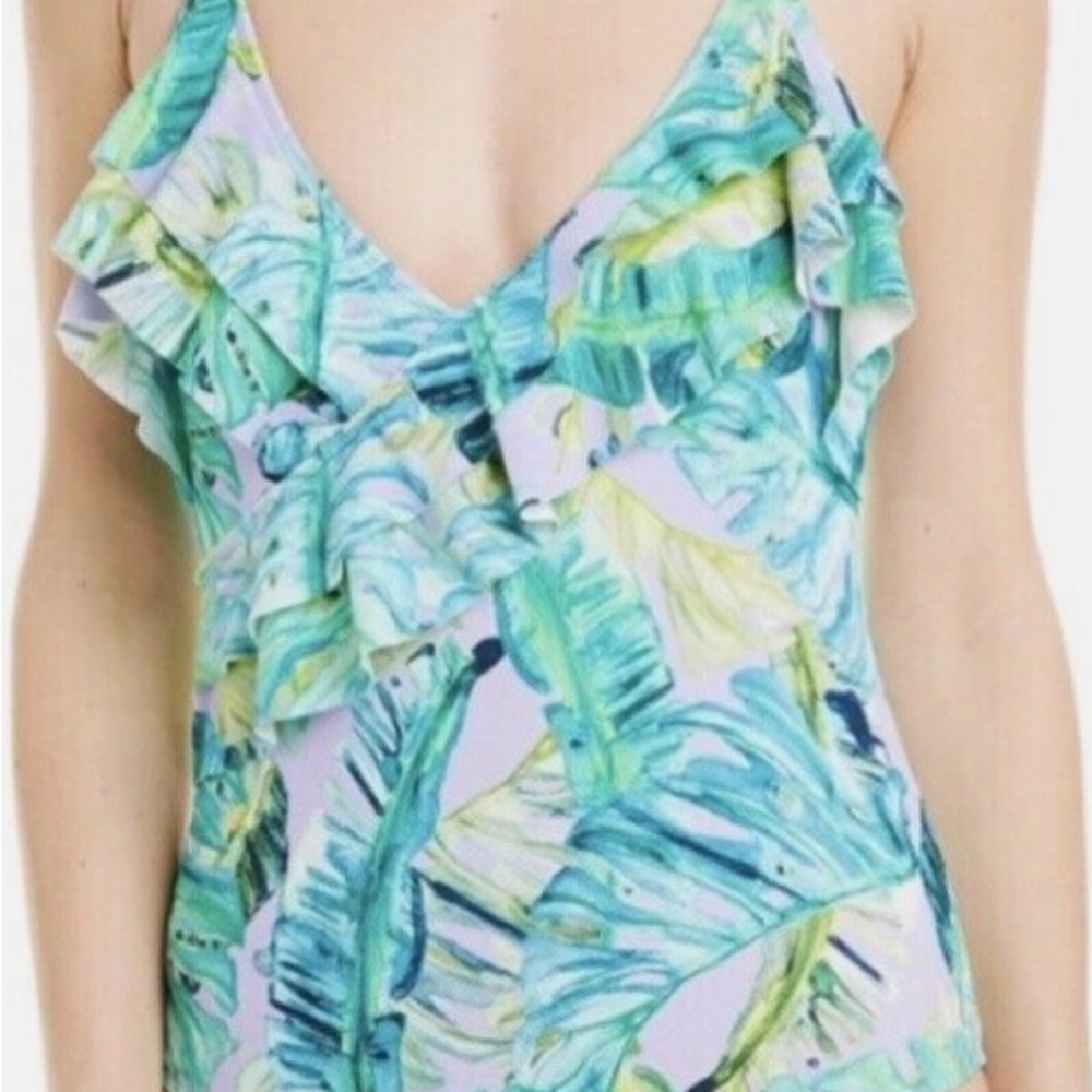 Tropical Ruffle One-Piece Swimsuit - Picture 3 of 7